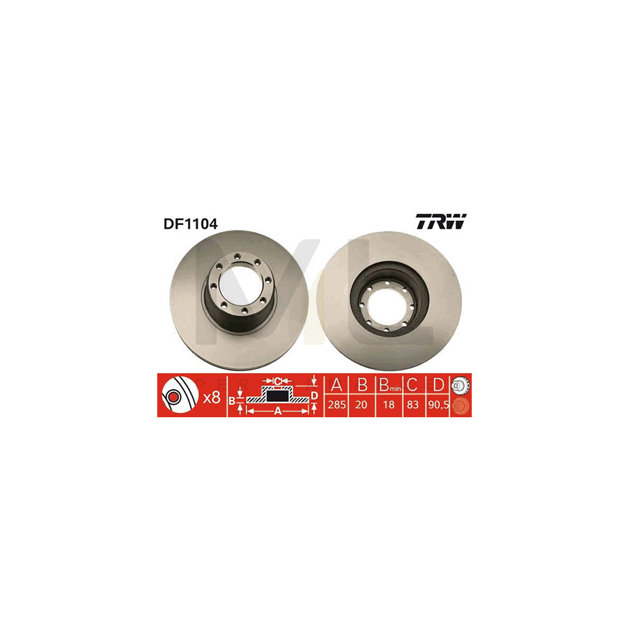 TRW DF1104 Brake Disc Vented  - 1 piece