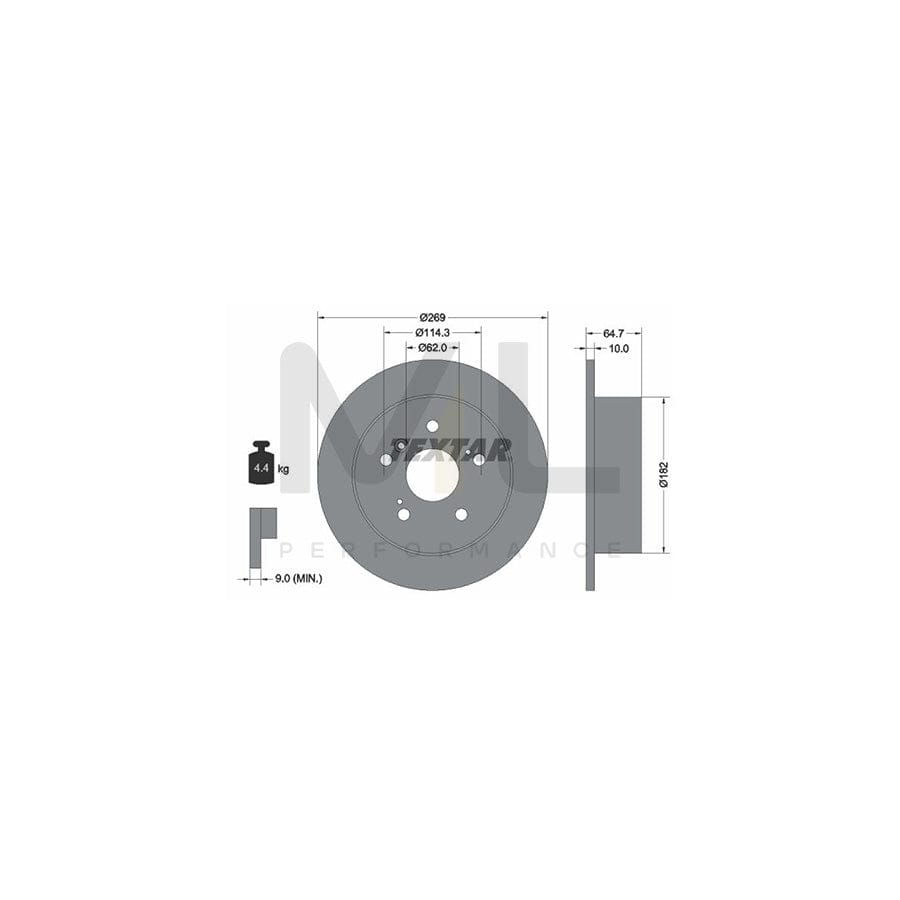 TEXTAR 92079300 Brake Disc Solid, without wheel hub, without wheel studs  - 1 piece