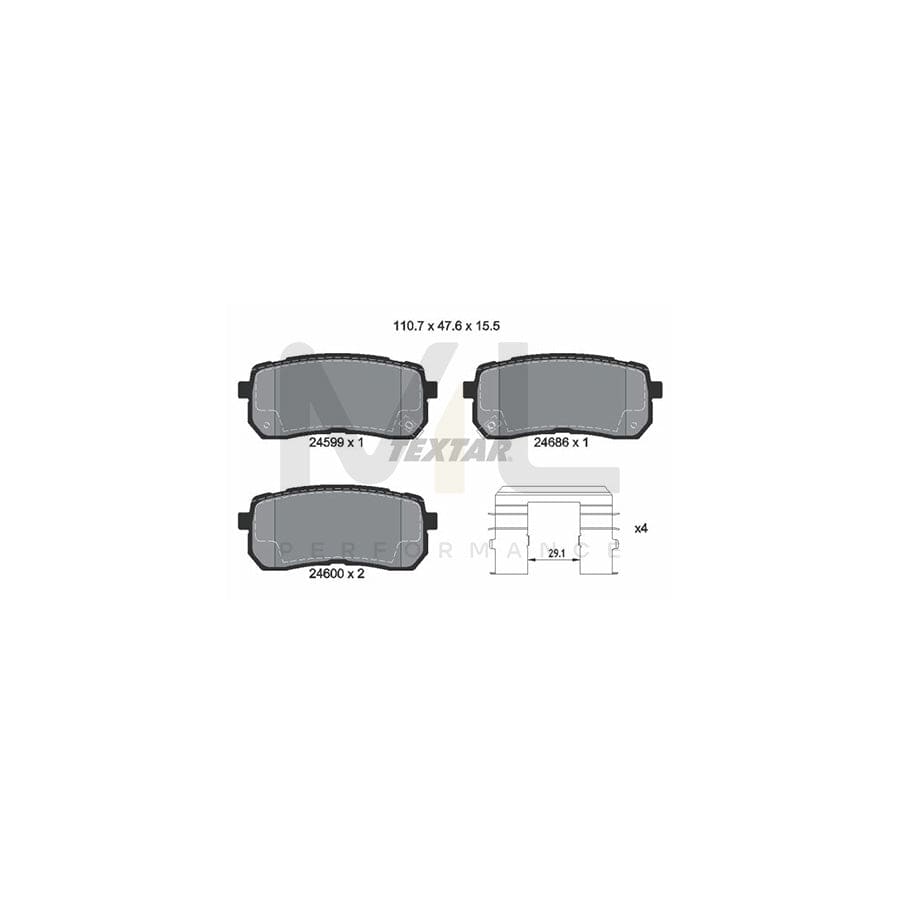TEXTAR 2459901 Brake pad set with acoustic wear warning