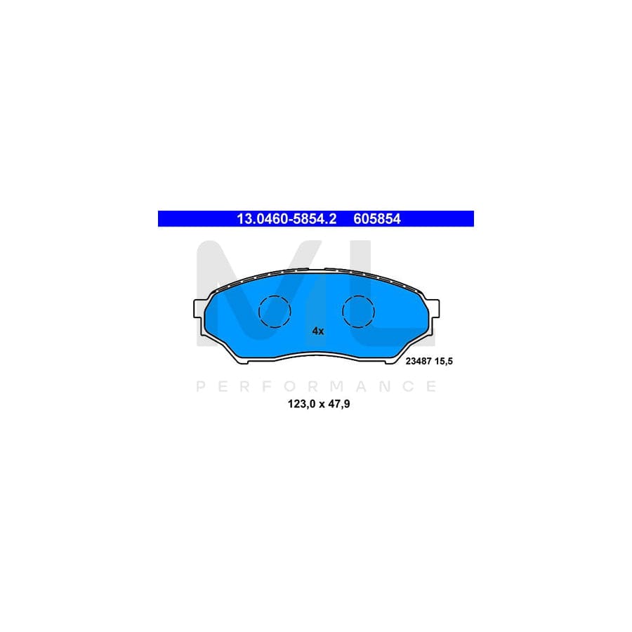ATE 13.0460-5854.2 Brake pad set excl. wear warning contact, not prepared for wear indicator