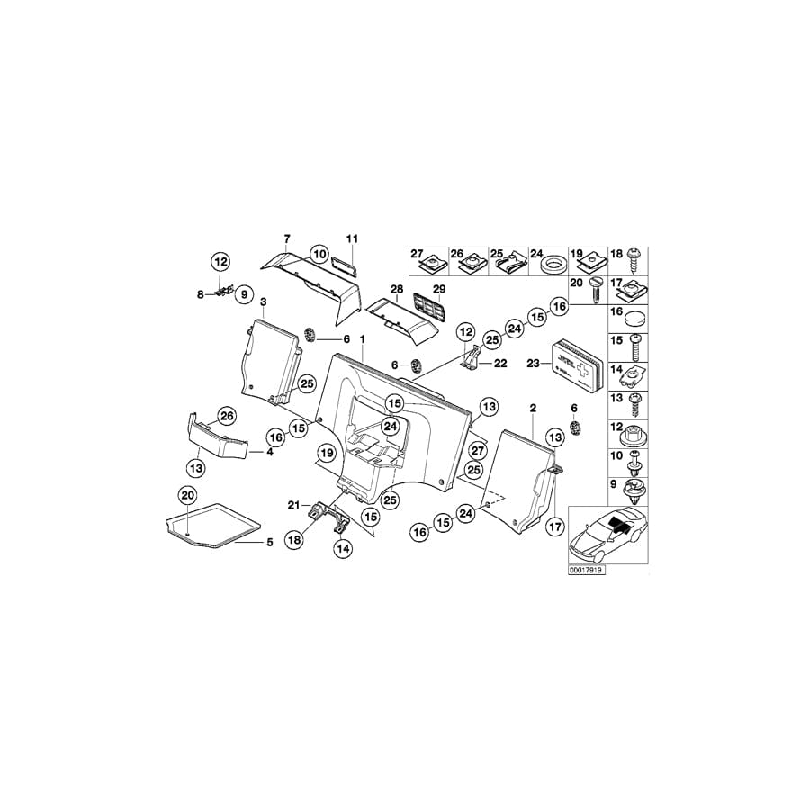 Genuine BMW 51468401893 E36 Floor Carpet, Rear SCHWARZ (Inc. Z3)