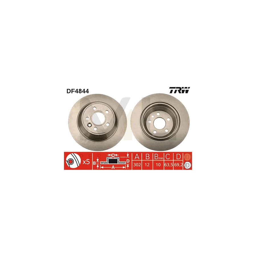 TRW DF4844 Brake Disc Solid  - 1 piece