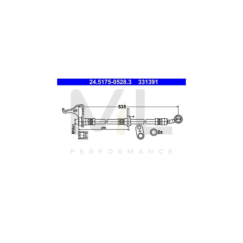 ATE 24.5175-0528.3 Brake Hose 535mm, M10x1
