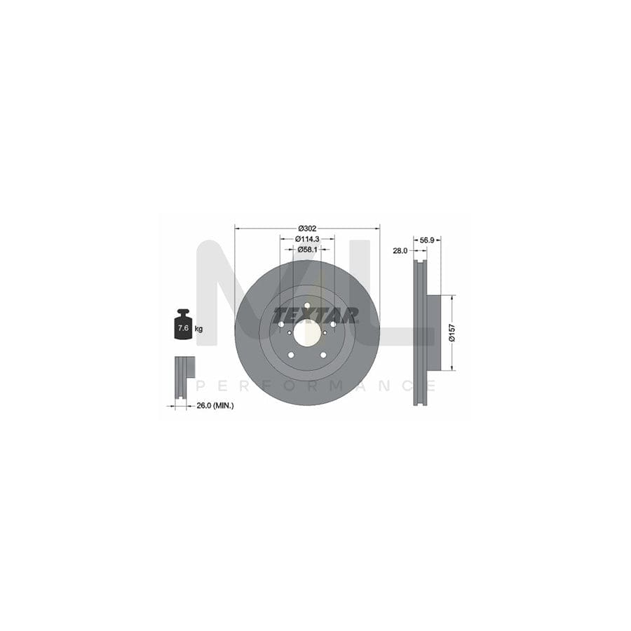 TEXTAR PRO 92286203 Brake Disc Internally Vented, Coated, without wheel hub, without wheel studs  - 1 piece