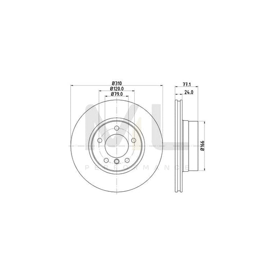 HELLA PRO High Carbon 8DD 355 128-101 Brake Disc for BMW 5 Series Internally Vented, Coated, High-carbon, without wheel hub, without wheel studs | ML Performance Car Parts