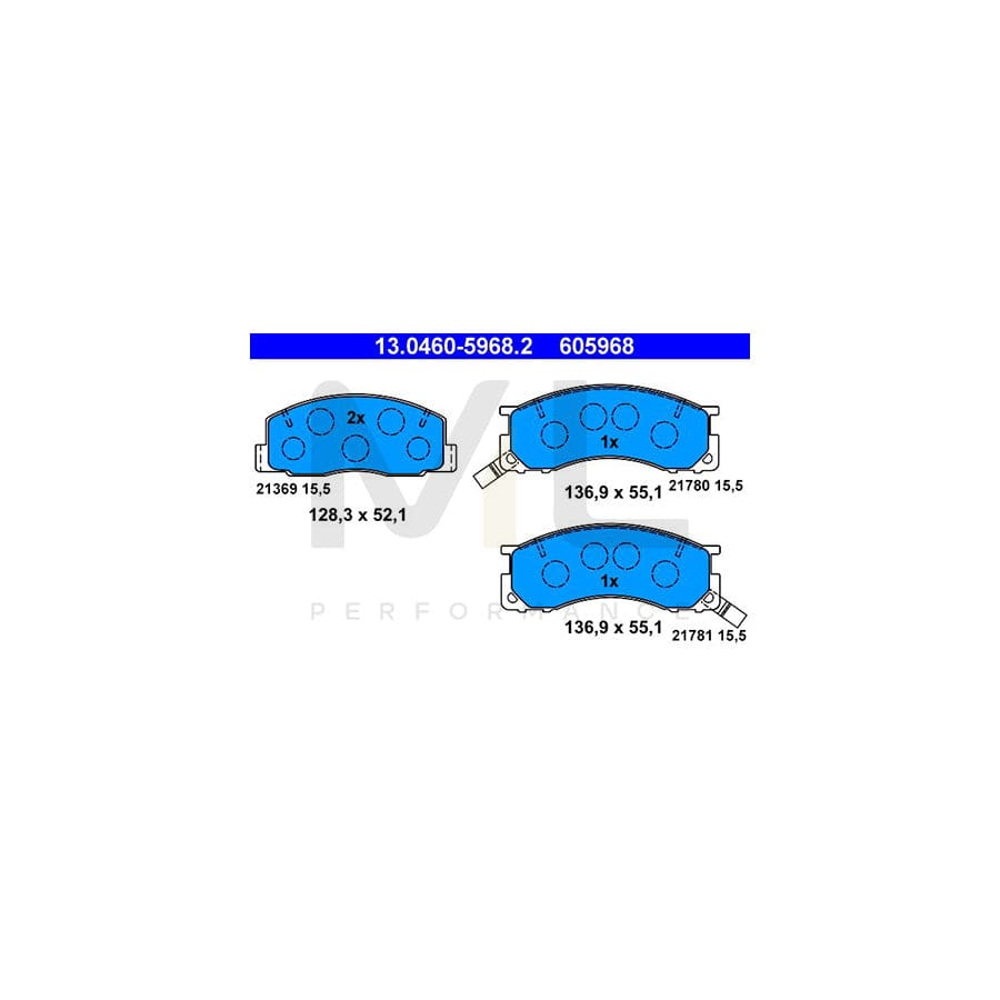 ATE 13.0460-5968.2 Brake pad set for TOYOTA Previa / Estima I (XR10, XR20) with acoustic wear warning