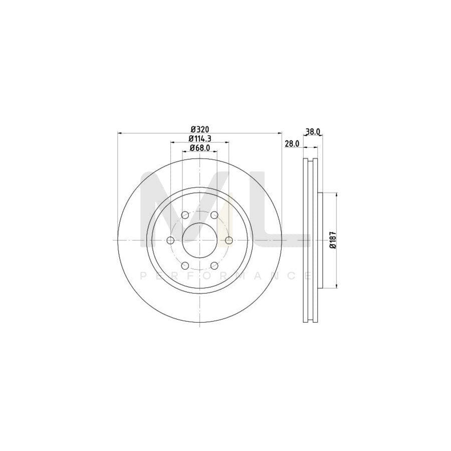 HELLA PRO High Carbon 8DD 355 129-541 Brake Disc Internally Vented, Coated, High-carbon, without wheel hub, without wheel studs | ML Performance Car Parts