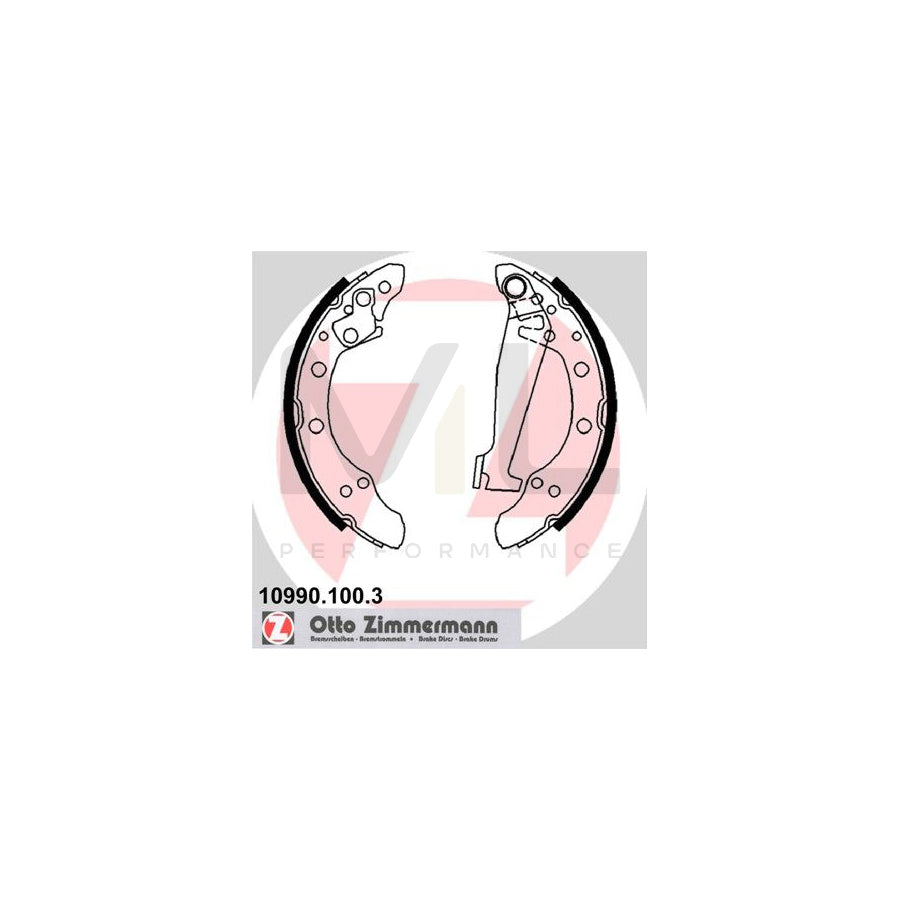 ZIMMERMANN 10990.100.3 Brake Shoe Set Photo corresponds to scope of supply, with lever