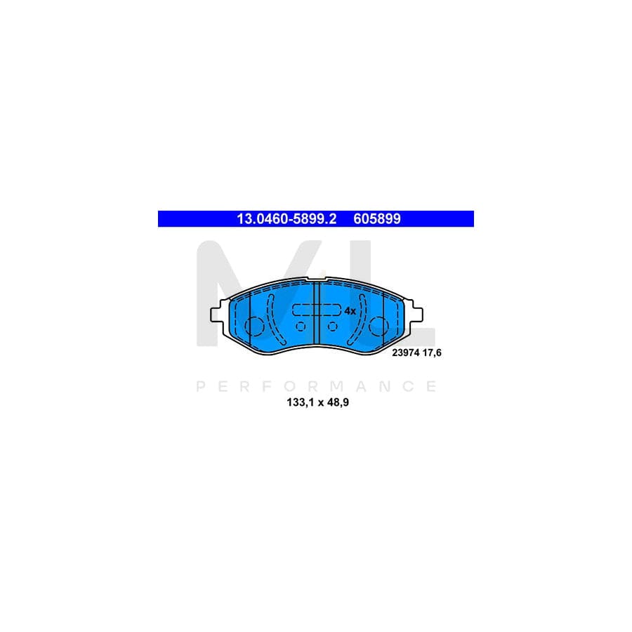 ATE 13.0460-5899.2 Brake pad set excl. wear warning contact, not prepared for wear indicator