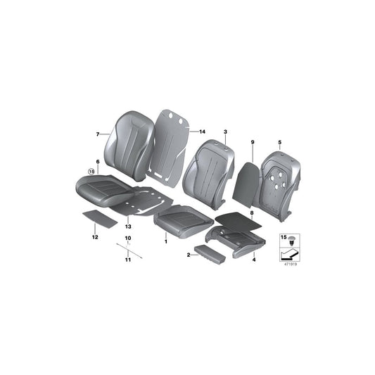 Genuine BMW 52107411449 F15 F16 Leather Cover Sport Backrest Left ELFENBEINWEISS (Inc. X6 40dX, X6 28iX & X5 M50dX)