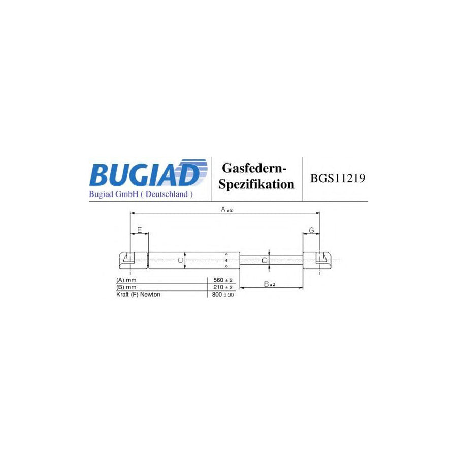 BUGIAD Bgs11219 Tailgate Strut for Renault Espace III (Je)