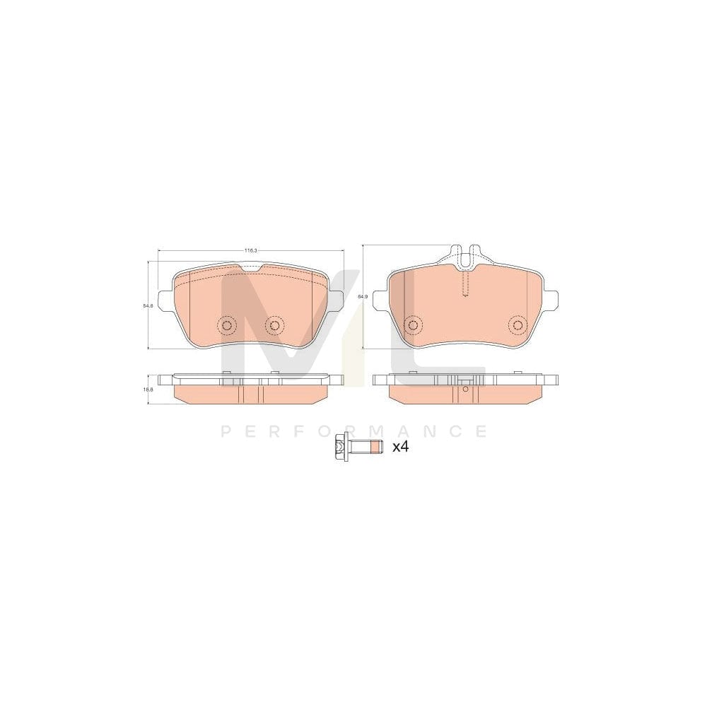 TRW Gdb2014 Brake Pad Set Prepared For Wear Indicator