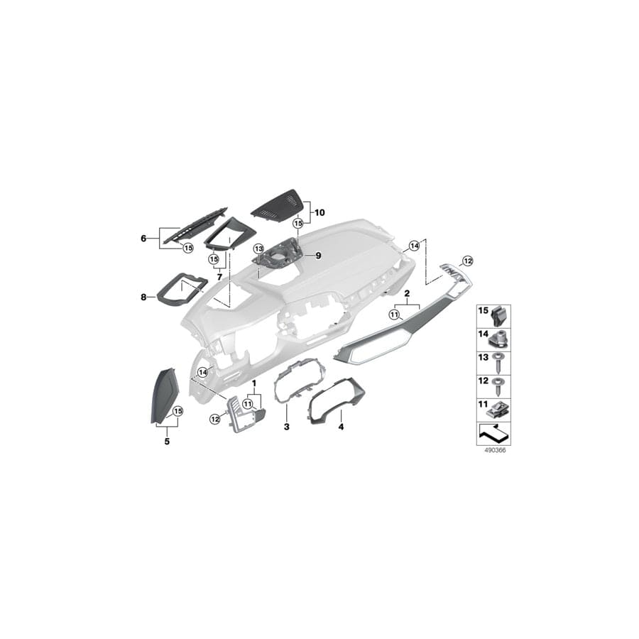 Genuine BMW 51457941129 G05 G07 Trim Cover, Windshield Defroster, Center SCHWARZ (Inc. X5 50iX, X5 M50iX & X7 30dX)