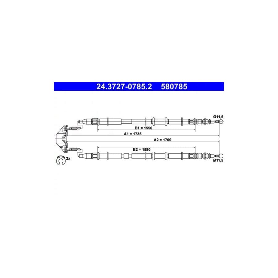 ATE 24.3727-0785.2 Hand Brake Cable