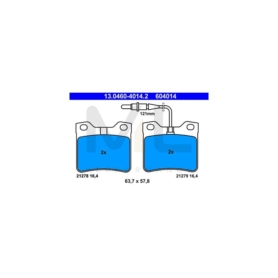 ATE 13.0460-4014.2 Brake pad set for PEUGEOT 605 Saloon incl. wear warning contact