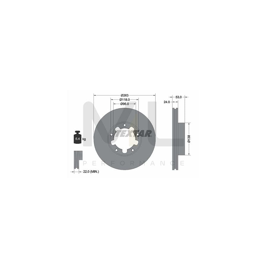 TEXTAR PRO 92174603 Brake Disc Internally Vented, Coated, without wheel hub, without wheel studs  - 1 piece
