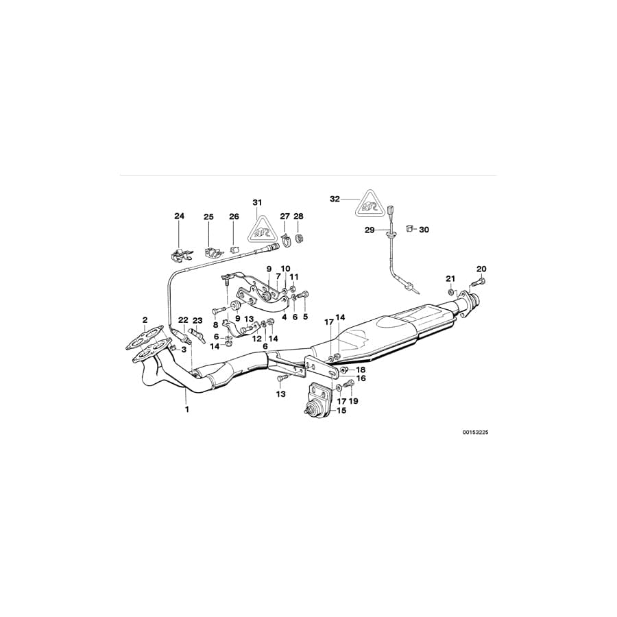 Genuine BMW 11761716471 E30 Rp-Exhaust Pipe Catalytic Converter (Inc. 316i & 318i)