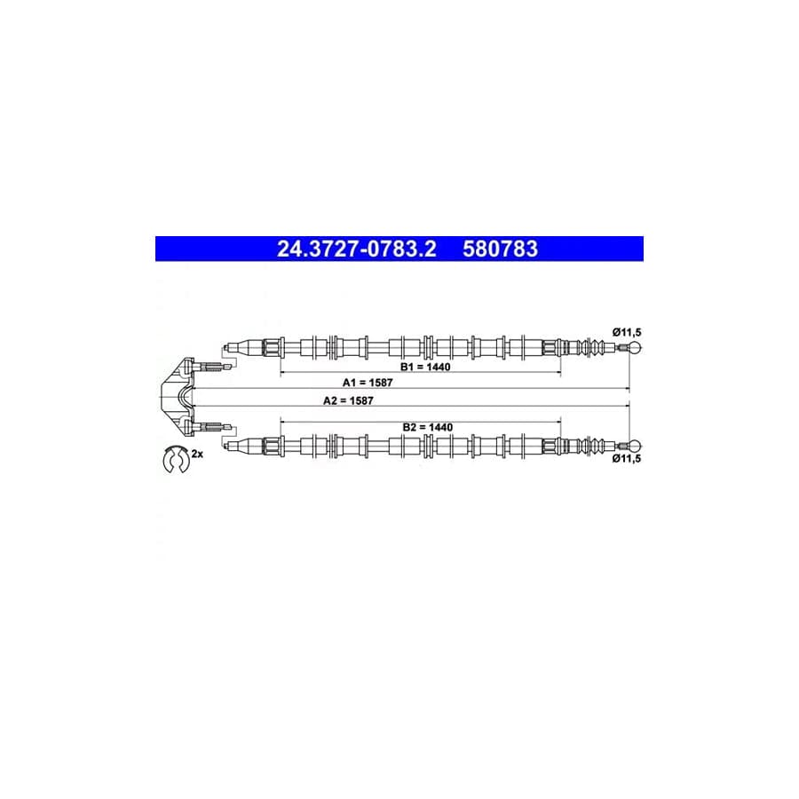 ATE 24.3727-0783.2 Hand Brake Cable