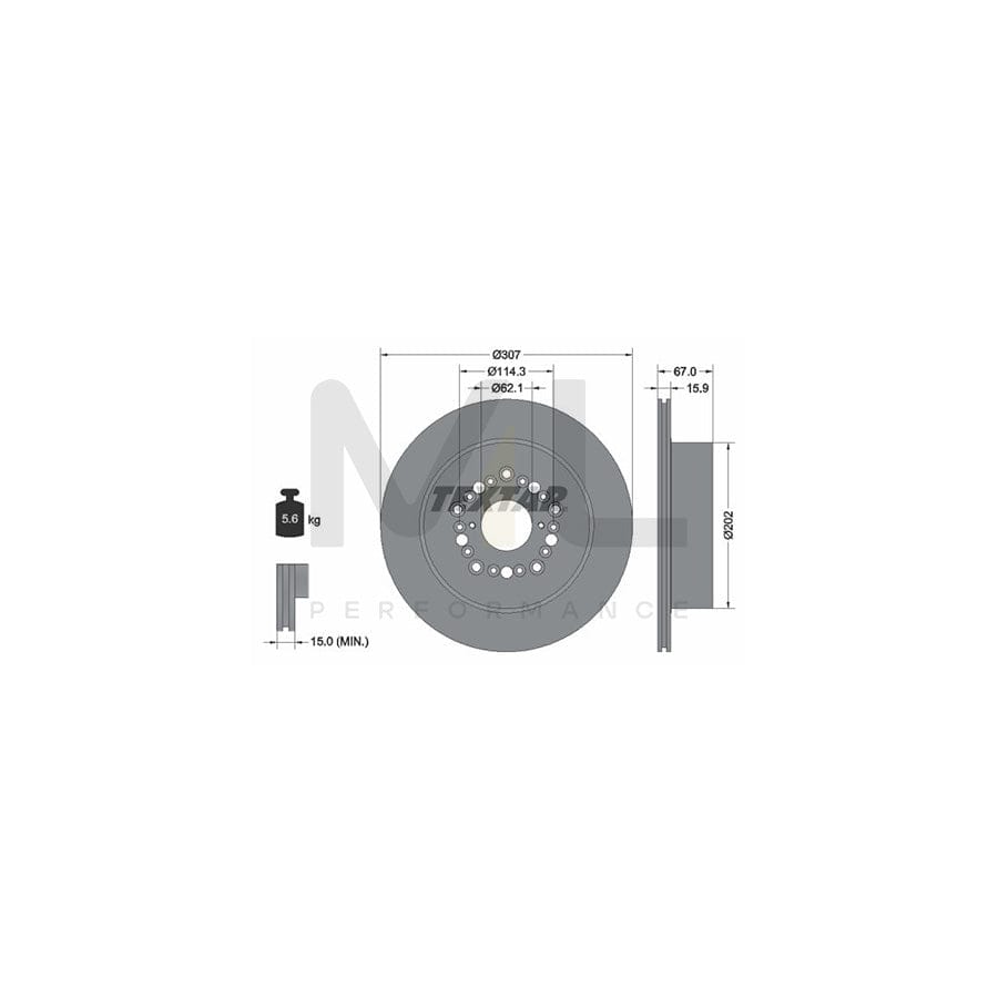 TEXTAR 92150400 Brake Disc Internally Vented, without wheel hub, without wheel studs  - 1 piece