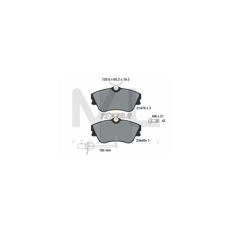 TEXTAR 2147903 Brake pad set with integrated wear warning contact, with brake caliper screws