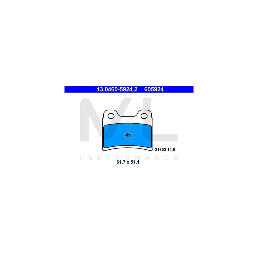 ATE 13.0460-5924.2 Brake pad set for KIA SEPHIA / MENTOR excl. wear warning contact, not prepared for wear indicator