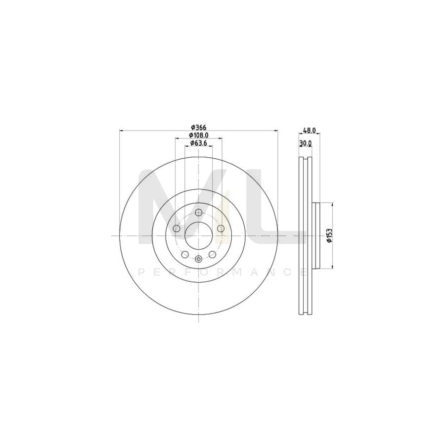 HELLA 8DD 355 132-411 Brake Disc Internally Vented, Coated, High-carbon, without wheel hub, without wheel studs | ML Performance Car Parts