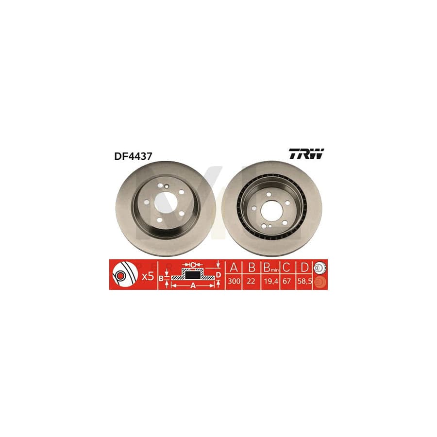TRW DF4437 Brake Disc suitable for MERCEDES-BENZ S-Class Vented, Painted, High-carbon  - 1 piece
