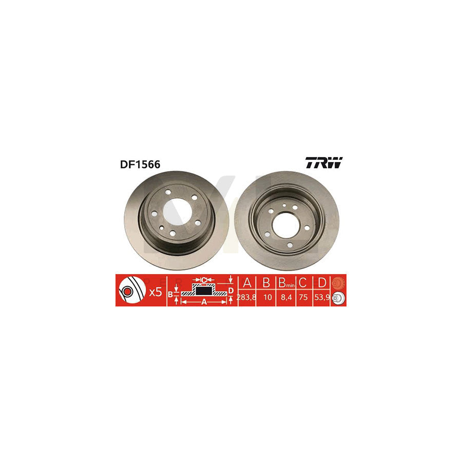 TRW DF1566 Brake Disc Solid  - 1 piece