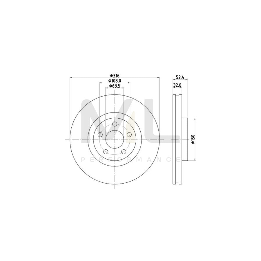 HELLA 8DD 355 126-701 Brake Disc Internally Vented, Coated, without wheel hub, without wheel studs | ML Performance Car Parts
