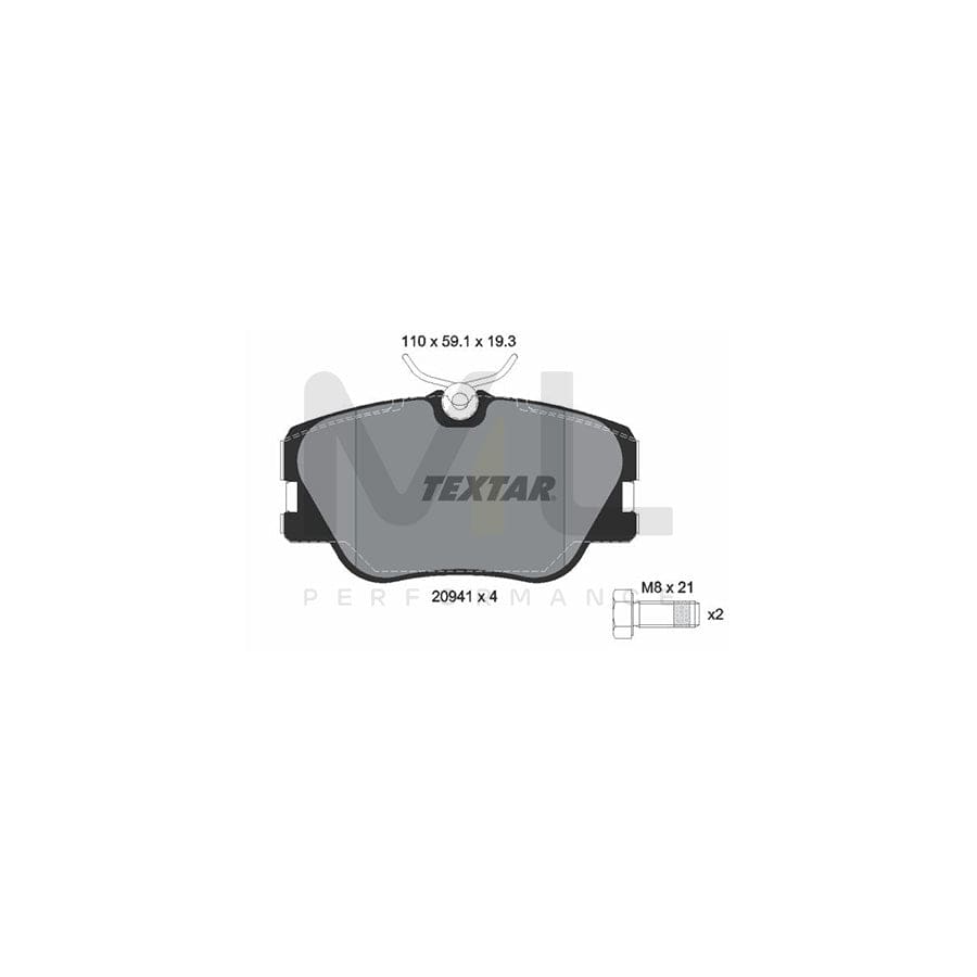 TEXTAR 2094102 Brake pad set prepared for wear indicator, with brake caliper screws