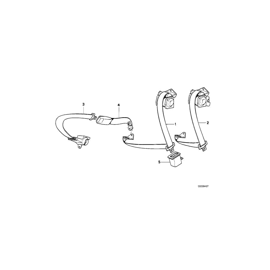 Genuine BMW 72118117494 E34 Safety Belt SCHWARZ (Inc. 518i, 520i & 535i)