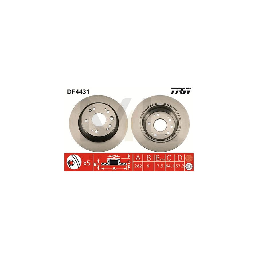 TRW DF4431 Brake Disc Solid, Painted  - 1 piece