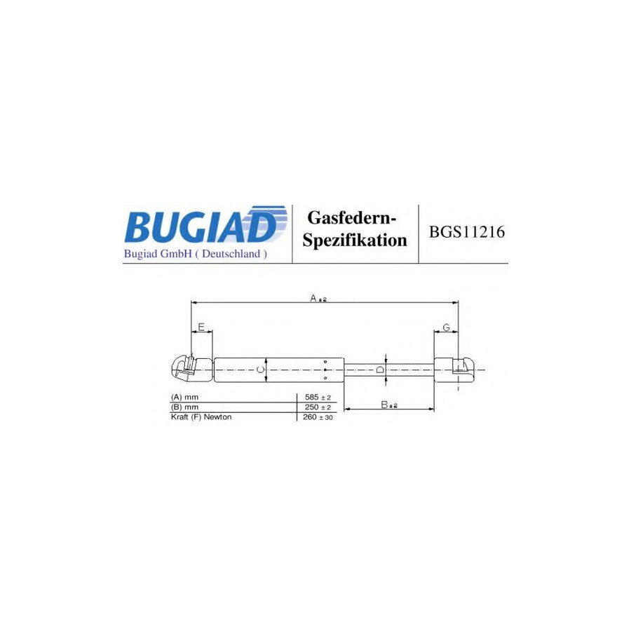 BUGIAD Bgs11216 Bonnet Strut for Porsche Cayenne (9Pa)
