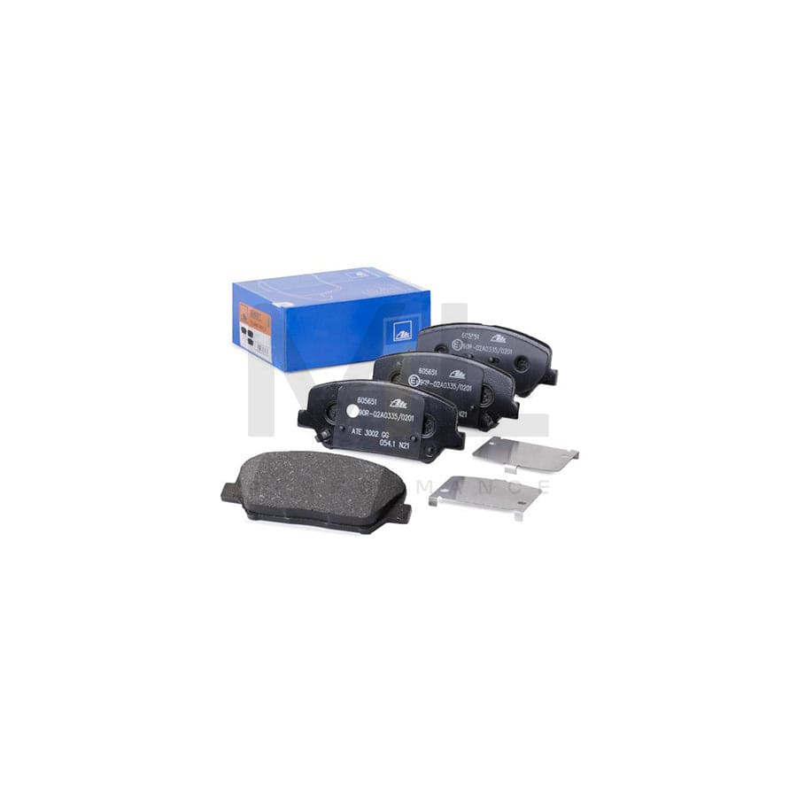 ATE 13.0460-5651.2 Brake pad set with acoustic wear warning, with anti-squeak plate