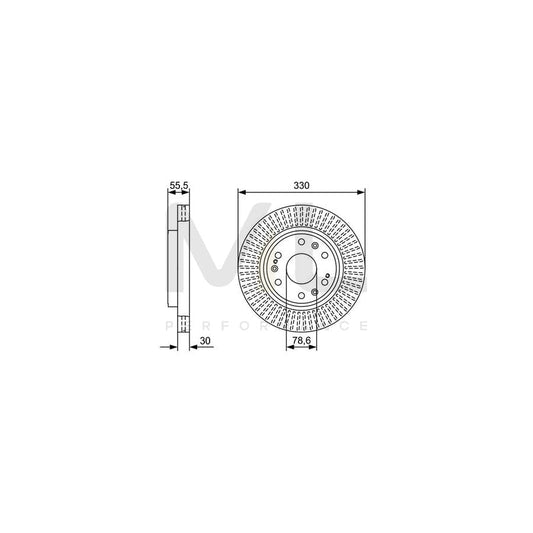 BOSCH 0 986 479 W30 Brake Disc Vented, Oiled - 1 piece
