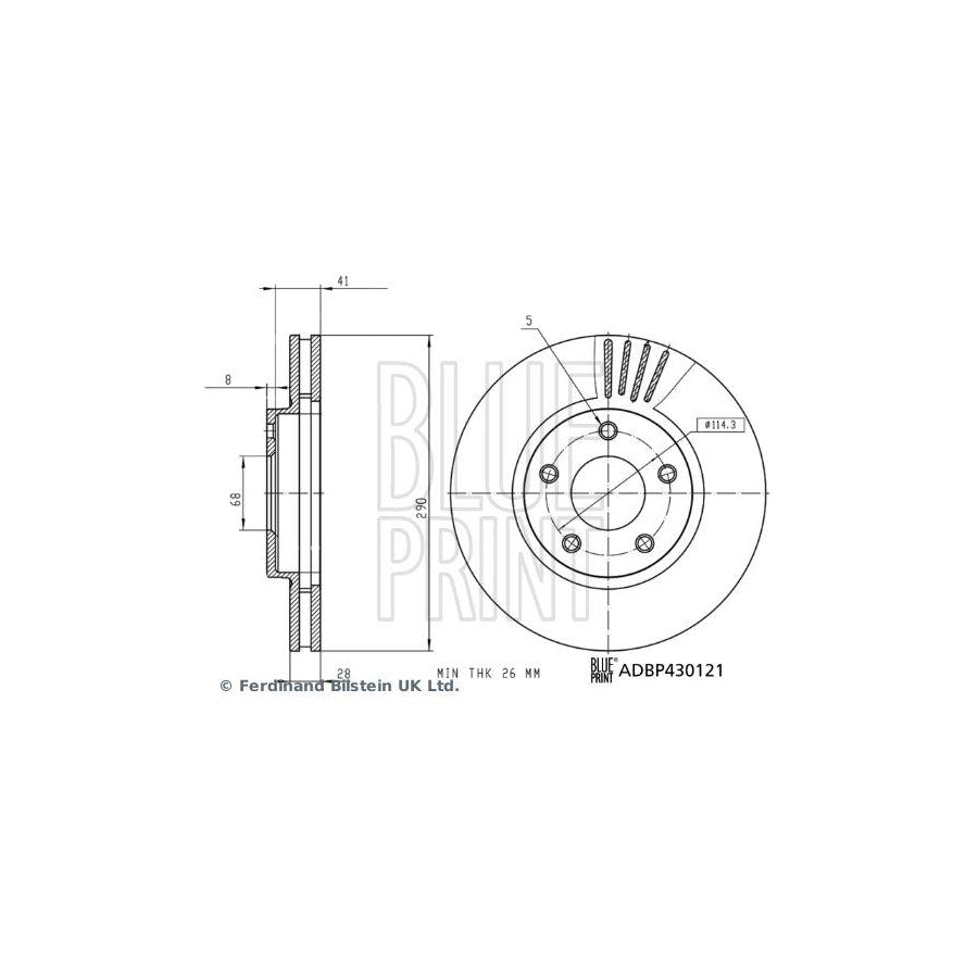 Blue Print Adbp430121 Brake Disc for Nissan Cedric X (Y34)