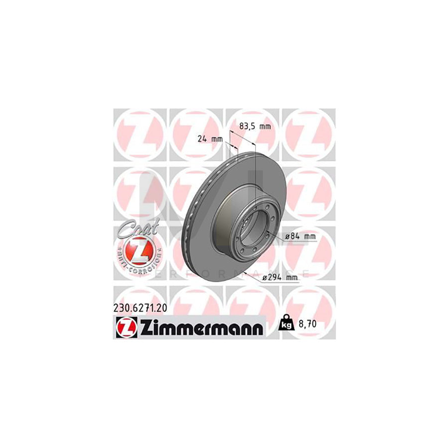 ZIMMERMANN COAT Z 230.6271.20 Brake Disc for IVECO Daily Internally Vented, Coated  - 1 piece