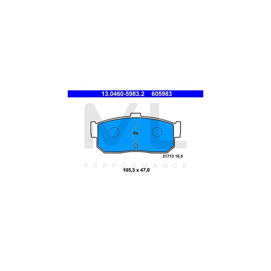 ATE 13.0460-5983.2 Brake pad set excl. wear warning contact, not prepared for wear indicator