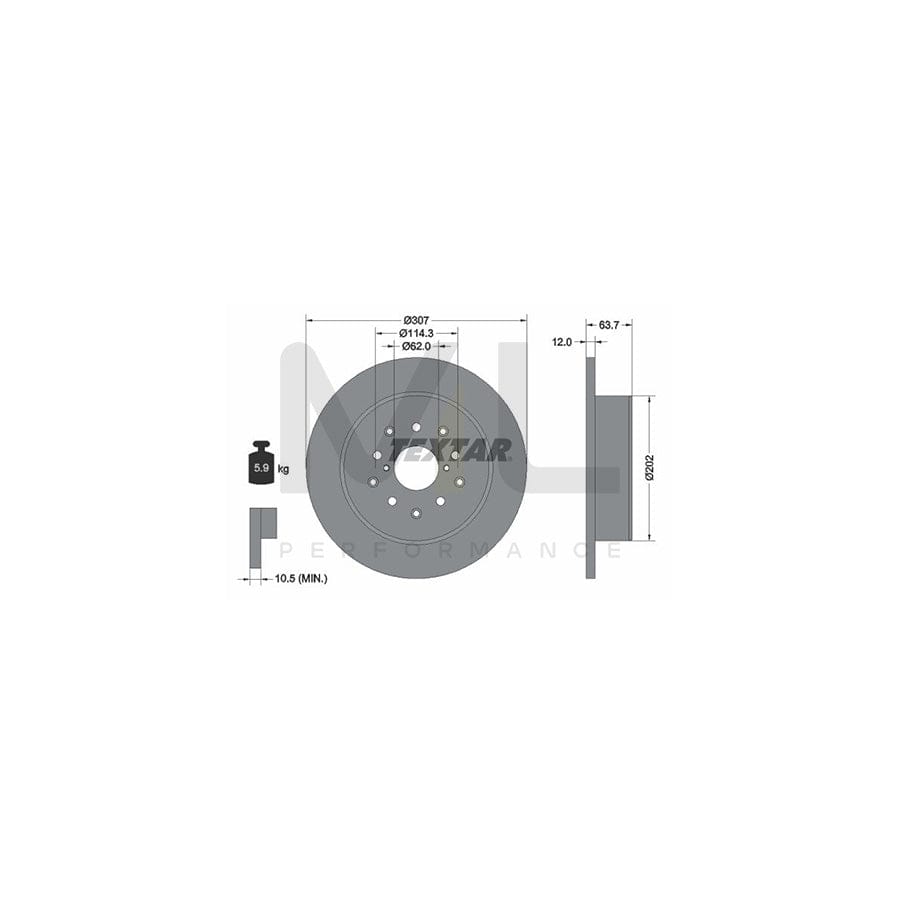 TEXTAR PRO 92170803 Brake Disc Solid, Coated, without wheel hub, without wheel studs  - 1 piece