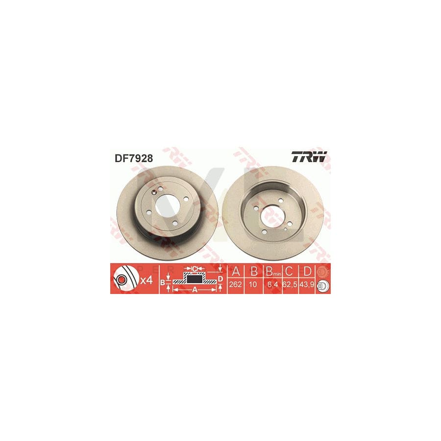 TRW DF7928 Brake Disc Solid  - 1 piece