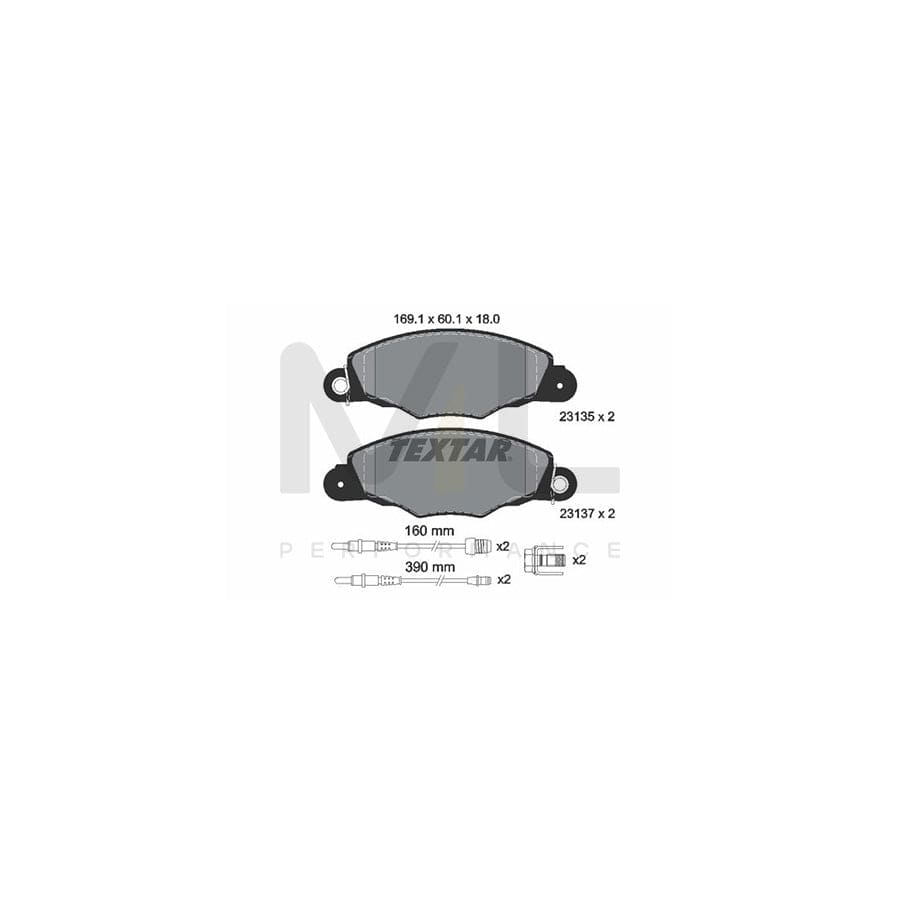 TEXTAR 2313503 Brake pad set incl. wear warning contact, with brake caliper screws