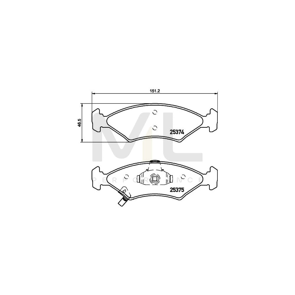 Hella 8DB 355 019-891 Brake Pad Set With Acoustic Wear Warning | ML Performance Car Parts