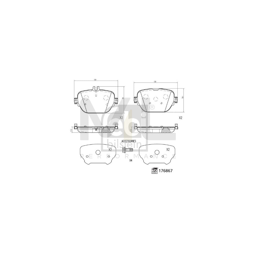 Febi Bilstein 176867 Brake Pad Set Rear Axle, Prepared For Wear Indicator, With Bolts/Screws | ML Performance Car Parts