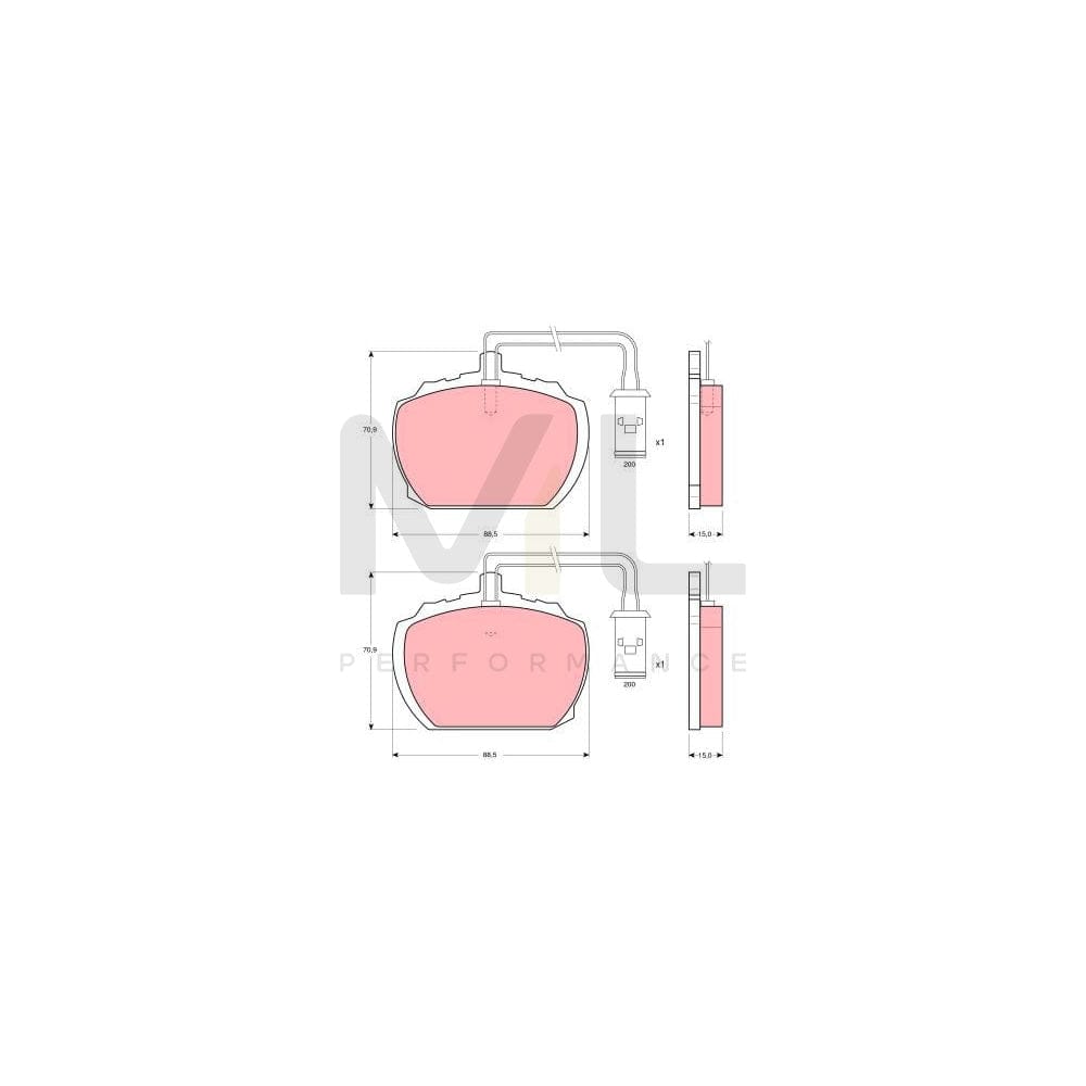 TRW Gdb783 Brake Pad Set For Rover 2000-3500 Hatchback (Sd1) Incl. Wear Warning Contact