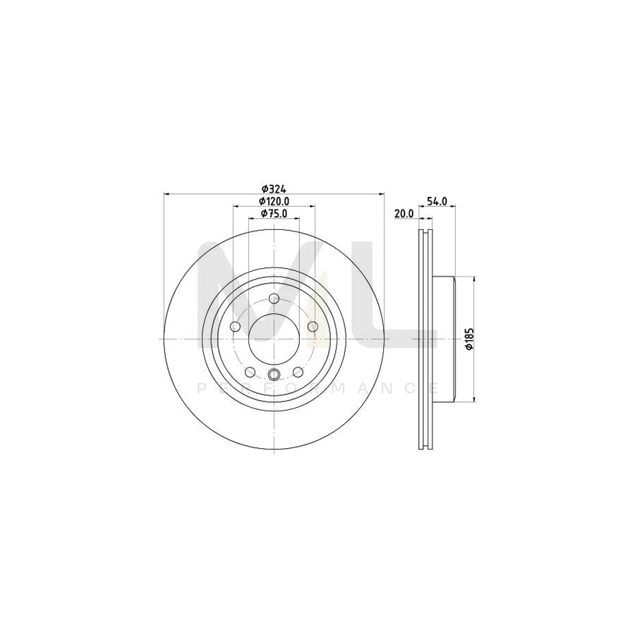 HELLA PRO 8DD 355 123-451 Brake Disc for BMW Z4 Roadster (E89) Internally Vented, Coated, without wheel hub, without wheel studs | ML Performance Car Parts