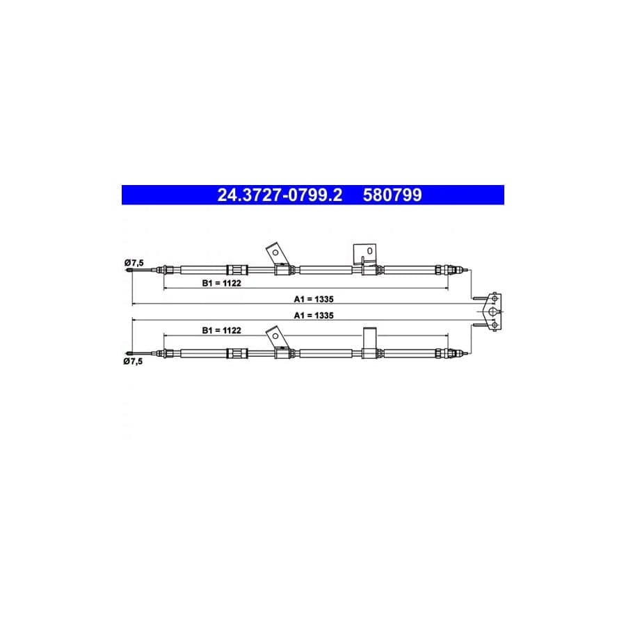 ATE 24.3727-0799.2 Hand Brake Cable