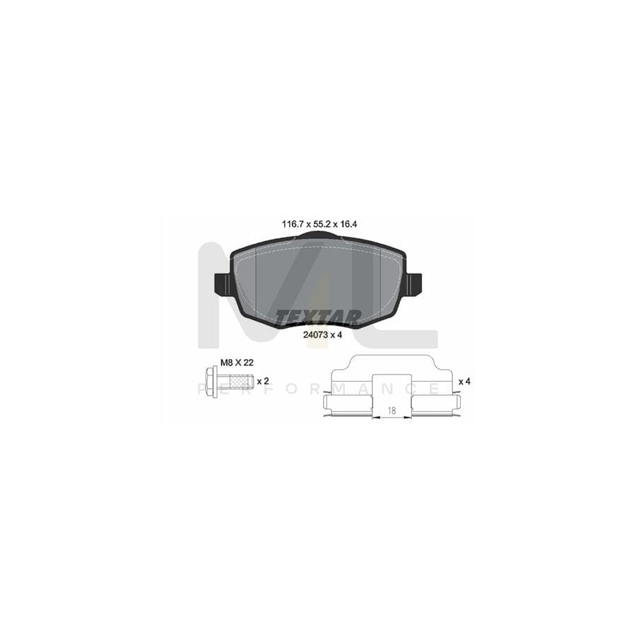TEXTAR 2407302 Brake pad set for LANCIA Ypsilon II (843) not prepared for wear indicator, with accessories