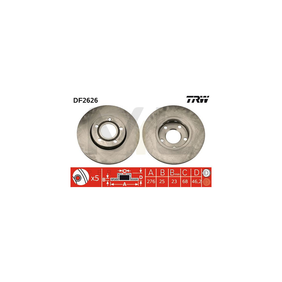TRW DF2626 Brake Disc Vented  - 1 piece