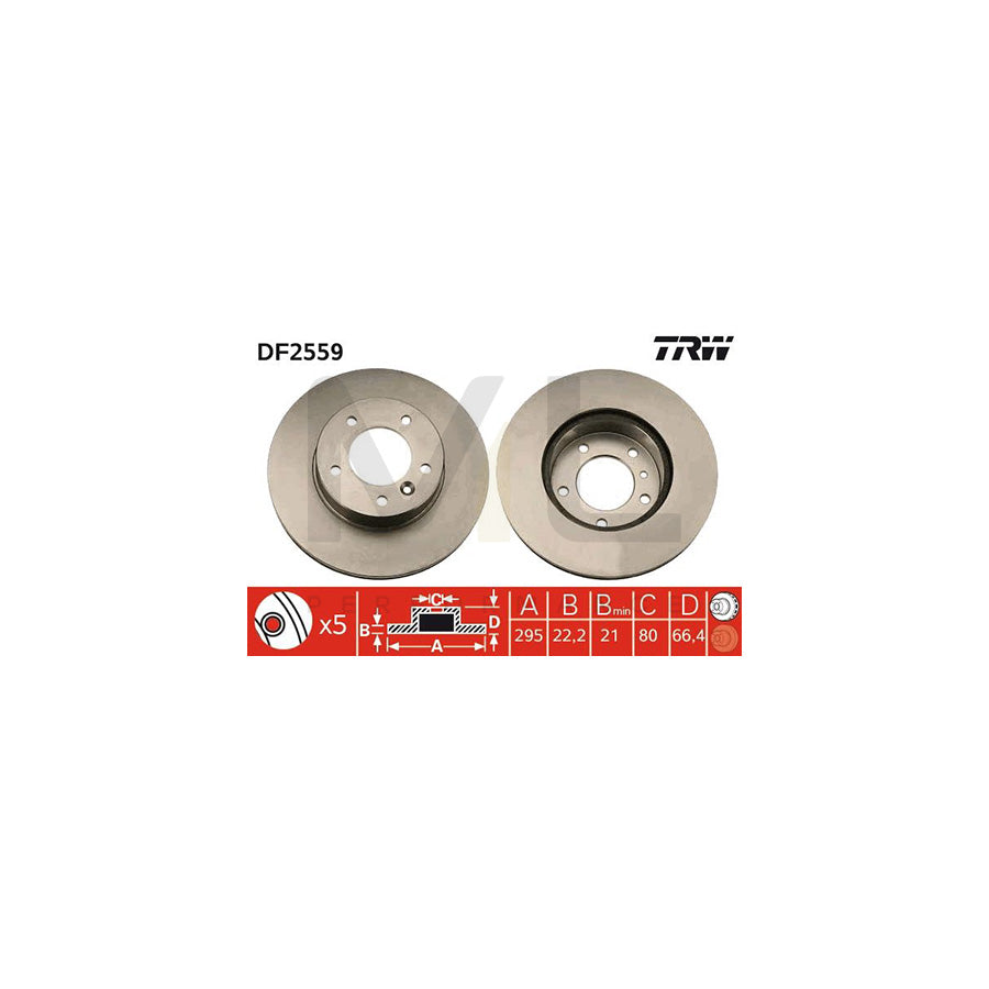 TRW DF2559 Brake Disc for JAGUAR XJ Vented, with bolts/screws  - 1 piece