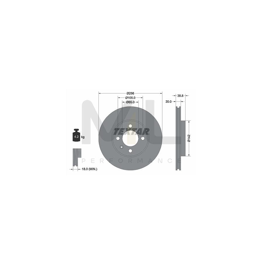 TEXTAR 92036800 Brake Disc Internally Vented, without wheel hub, without wheel studs  - 1 piece